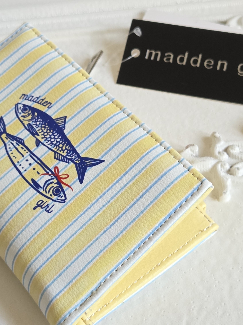 Madden Girl Yellow Striped Fish Wallet